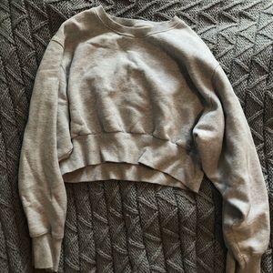 TNA cropped grey crew neck sweatshirt